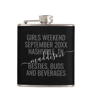 Personalised Girls Weekend Bestie Bridal Trip  Hip Flask