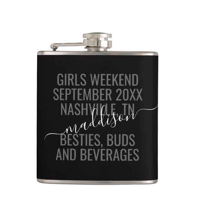 Personalised Girls Weekend Bestie Bridal Trip  Hip Flask (Front)