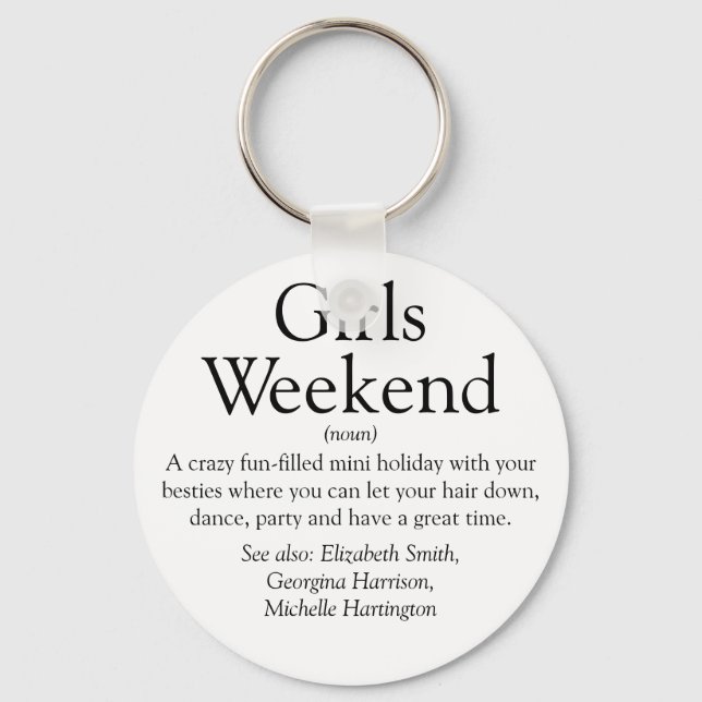 Personalised Girls Weekend Definition Photo Key Ring (Front)