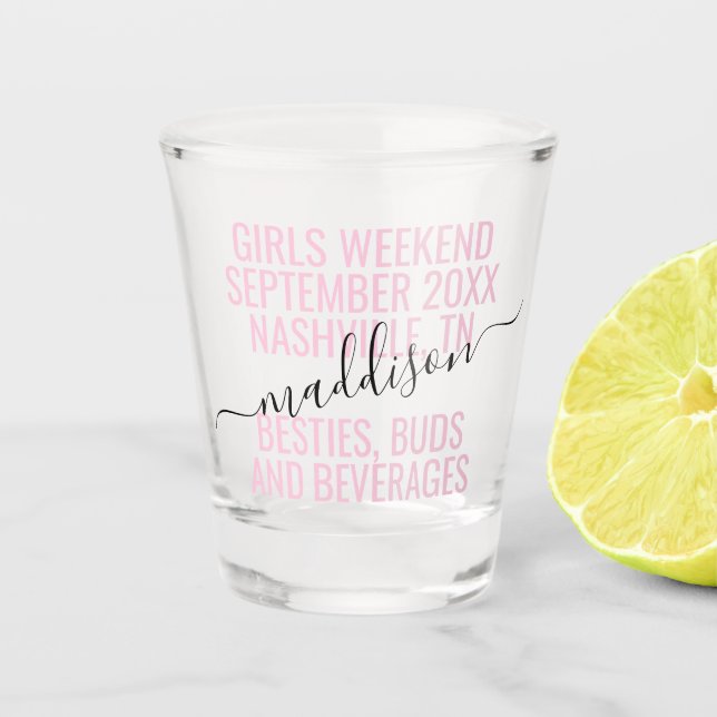 Personalised Girls Weekend Friends Trip Custom Shot Glass (Front)
