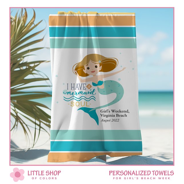 Personalised Girls Weekend Mermaid Beach Towel (Creator Uploaded)