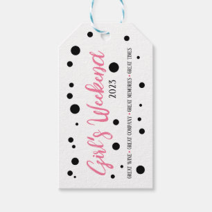 Personalised Girl's Weekend Pink Dotted Gift Tags