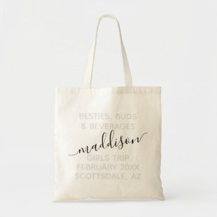 Personalised Girls Weekend Trip Custom Name Tote Bag