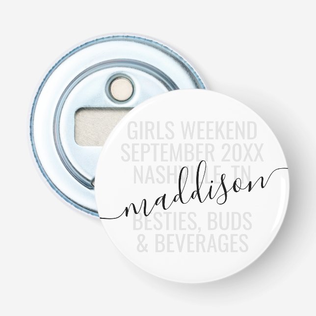 Personalised Girls Weekend Vacation Trip Bottle Opener (Front)