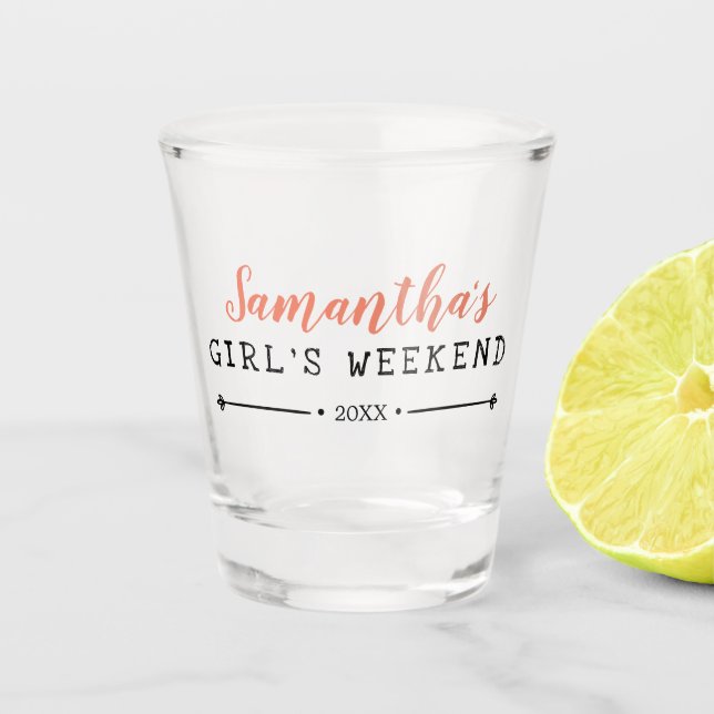 Personalised Girl's Weekend Year Shot Glass (Front)