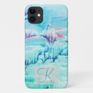 Personalised Girly Blue Monogrammed Turquoise iPhone 11 Case