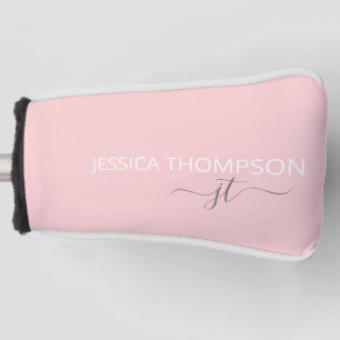 Personalised Girly Blush Pink Chic Monogram Name Golf Head Cover