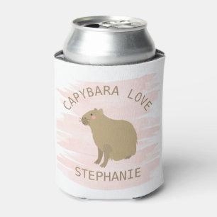 Personalised Girly Capybara Love Can Cooler