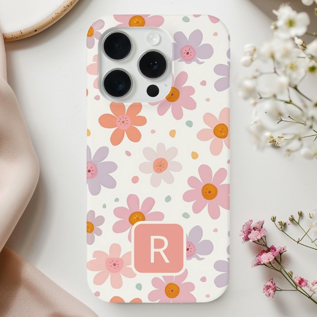 Personalised Girly Colourful Flowers Pattern  iPhone Case (Creator Uploaded)