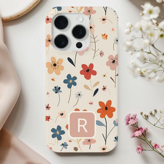 Personalised Girly Colourful Flowers Pattern  iPhone Case (Creator Uploaded)