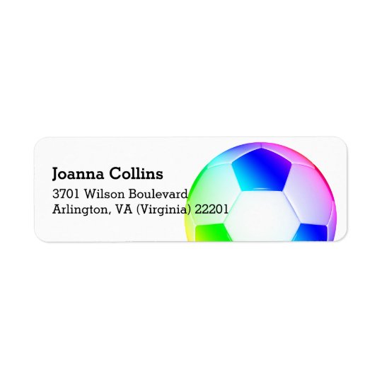 Personalised Girly Colourful Soccer | Football Return Address Label