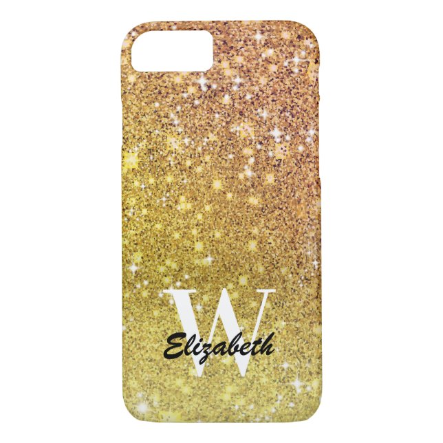 Personalised Girly Gold Glitter Sparkles Monogram Case-Mate iPhone Case (Back)