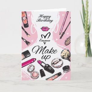 Personalised Girly Makeup Birthday Card