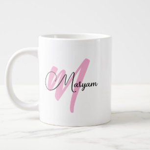 Personalised Girly Name & Initial Modern Jumbo Large Coffee Mug