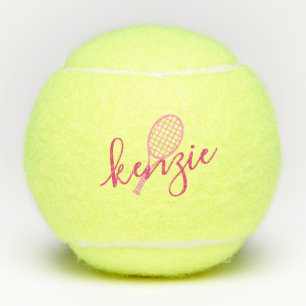 Personalised Girly Name Pink Tennis Balls