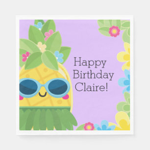 Personalised Girly Pineapple Tropical Birthday  Napkin
