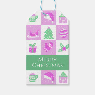 Personalised Girly Pink Christmas Snow Layout  Gift Tags