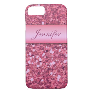 Personalised Girly Pink Glitter Sparkles Name iPhone 8/7 Case