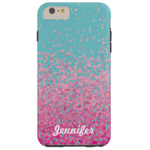 Personalised Girly Pink Ombre Confetti Tough iPhone 6 Plus Case