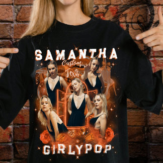 Personalised Girly Retro Orange Bootleg Y2K Rap T-Shirt