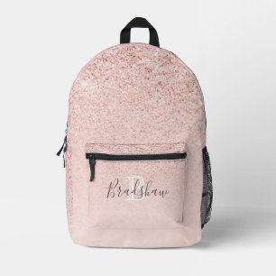 Personalised Girly Rose Glitter Sparkles Monogram Printed Backpack