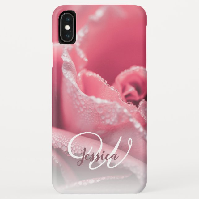 Personalised Girly Rose Gold Floral Name Case-Mate iPhone Case (Back)