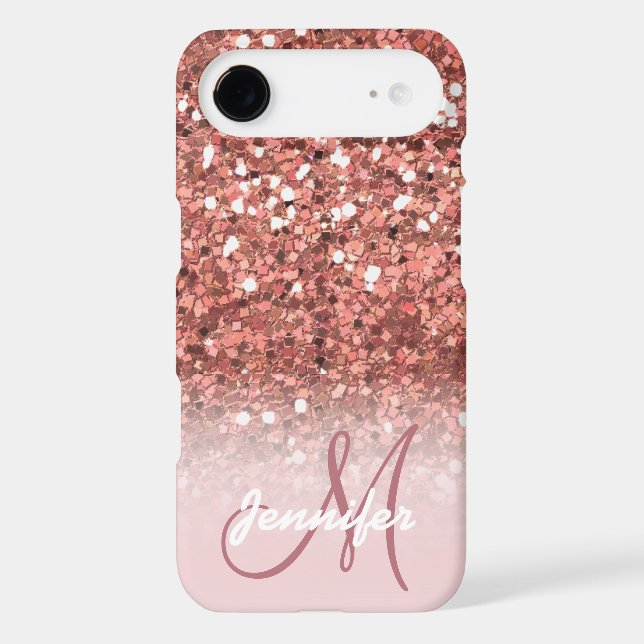 Personalised Girly Rose Gold Glitter Sparkles Name Case-Mate iPhone Case (Back)