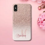 Personalised Girly Rose Gold Glitter Sparkles Name Case-Mate iPhone Case<br><div class="desc">A modern, elegant custom and personalised pink case with name and modern monogram on a stylish faux rose gold ombre glitter and pastel blush pink colour block. This pretty, classy printed image is feminine, glam, stylish and luxurious. This girly, sparkle, chic custom case has faux glitter effect elements, sparkle and...</div>
