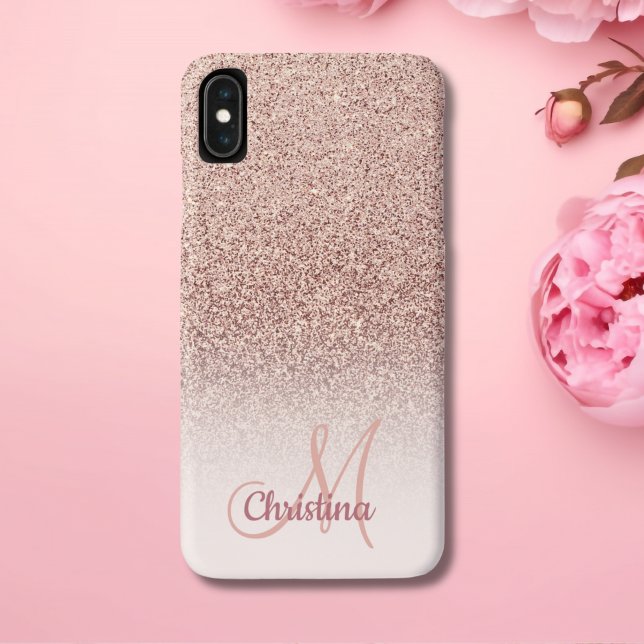 Personalised Girly Rose Gold Glitter Sparkles Name Case-Mate iPhone Case (Creator Uploaded)