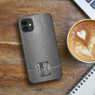 Personalised Girly Silver Glitter Monogram Case