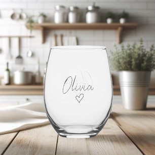 Personalised Girly Wine Glasses with Name & Heart