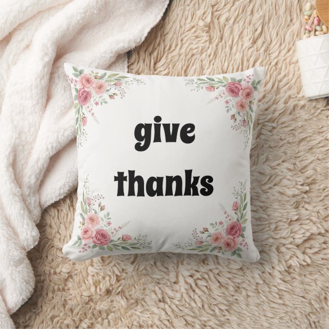 Personalised Give Thanks Throw Pillow (Blanket)