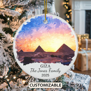Personalised Giza Ornament, Egypt Ceramic Tree Decoration
