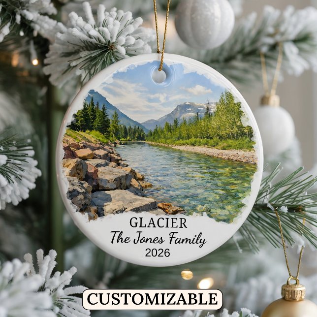 Personalised Glacier National Park, Custom Montana Ceramic Tree Decoration (Creator Uploaded)