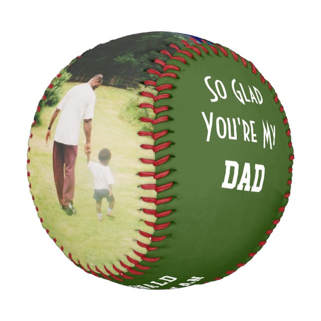 Personalised GLAD YOU'RE MY DAD 2 Photo GREEN Baseball (Angled)