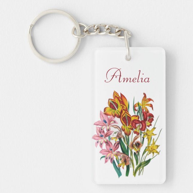 Personalised Gladioli Key Ring (Front)
