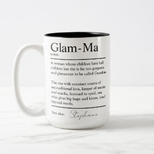Personalised Glam-Ma Dictionary Definition Grandma Two-Tone Coffee Mug