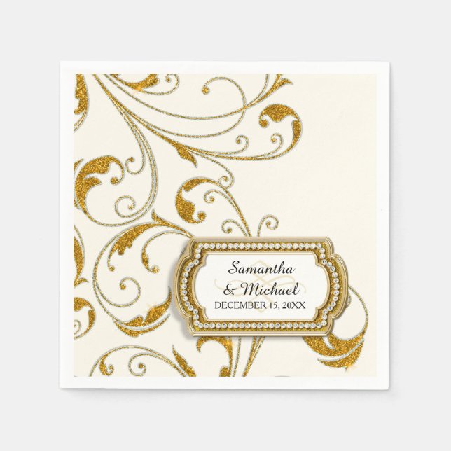 Personalised Glam Old Hollywood Regency Black Tie Napkin (Front)