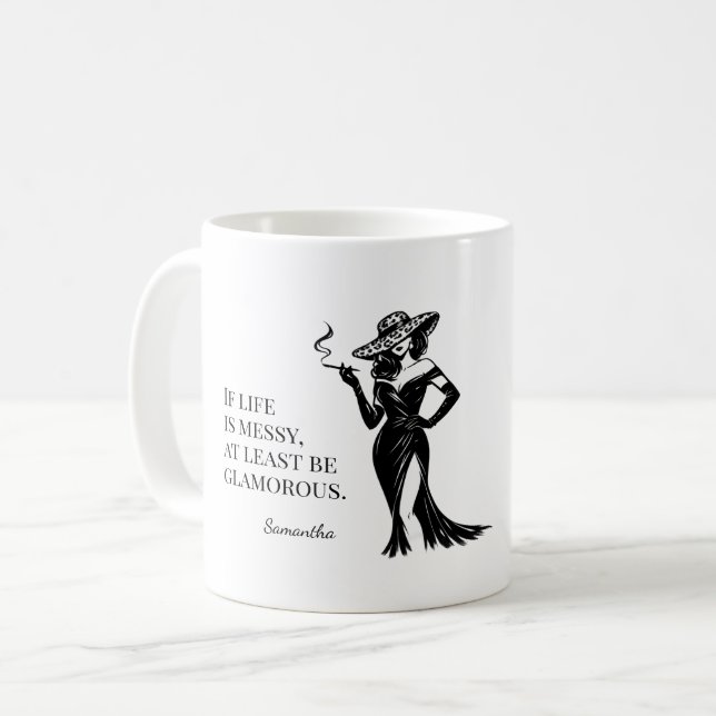 Personalised Glam Style Quote Design  Coffee Mug (Front Left)