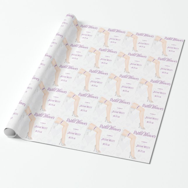 Personalised Glamour Bride Wedding Shower Wrap Wrapping Paper (Unrolled)