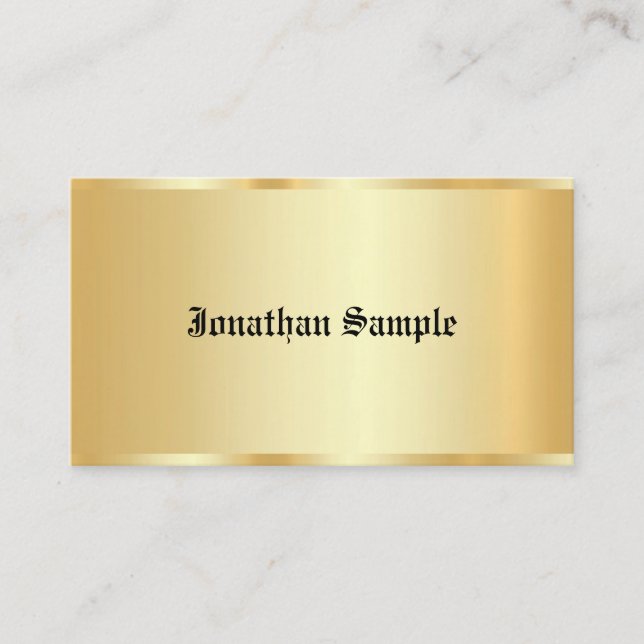 Personalised Glamour Faux Gold Template Old Text Business Card (Front)