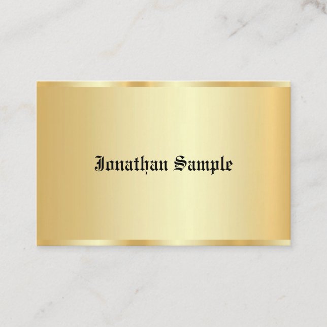 Personalised Glamour Template Old Text Faux Gold Business Card (Front)
