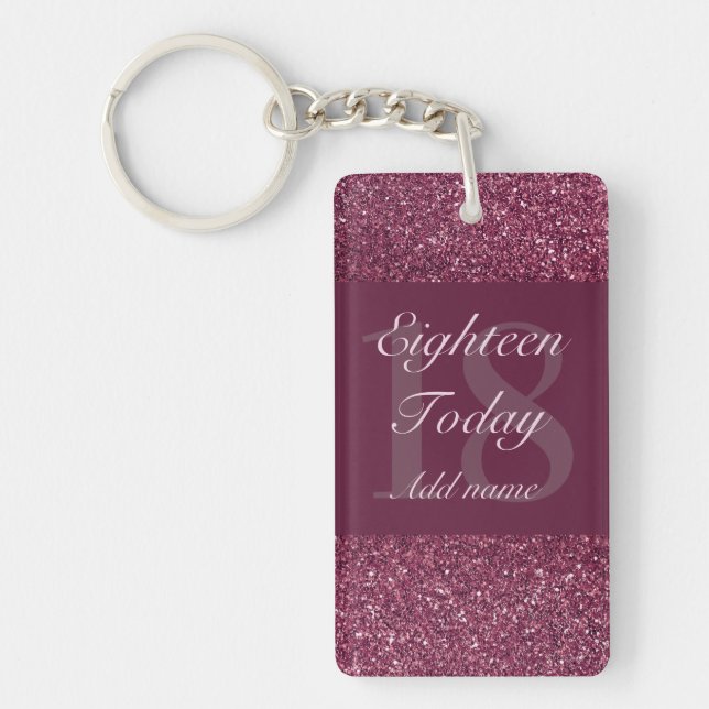 Personalised glamourous birthday keychain 18th (Front)