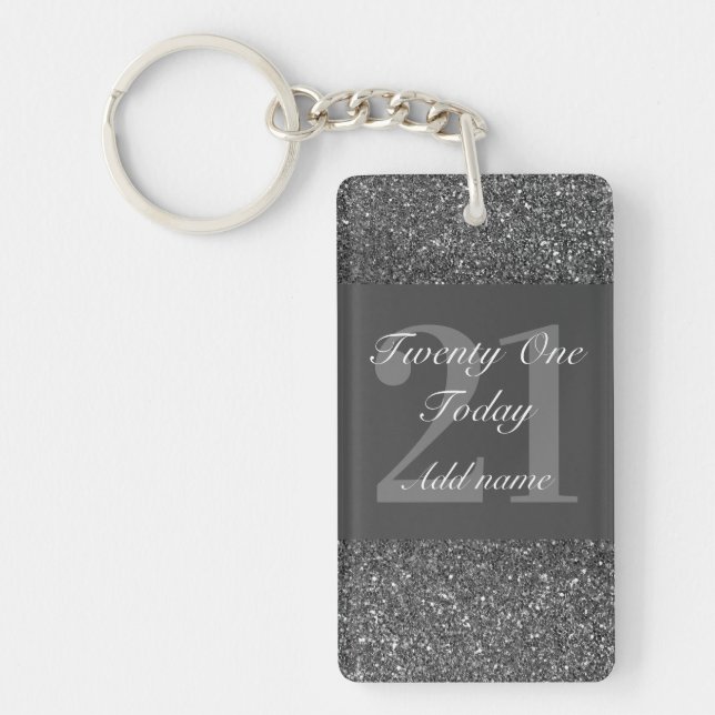 Personalised glamourous birthday keychain 21st (Front)
