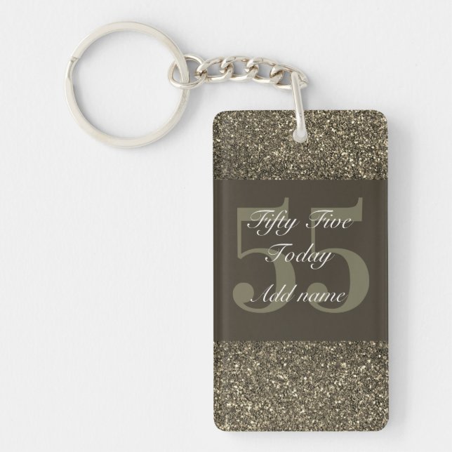 Personalised glamourous birthday keychain 55th (Front)
