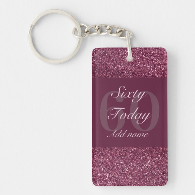 Personalised glamourous birthday keychain 60th (Front)