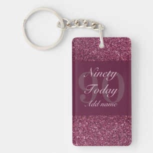 Personalised glamourous birthday keychain 90th