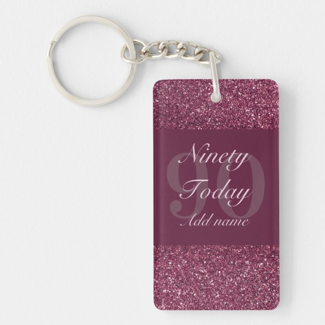 Personalised glamourous birthday keychain 90th (Front)