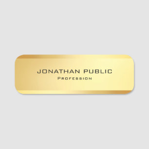 Personalised Glamourous Gold Modern Elegant Name Tag