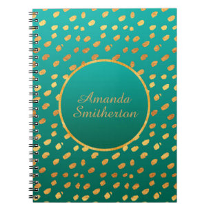 Personalised Glamourous Teal Gold Monogram Notebook